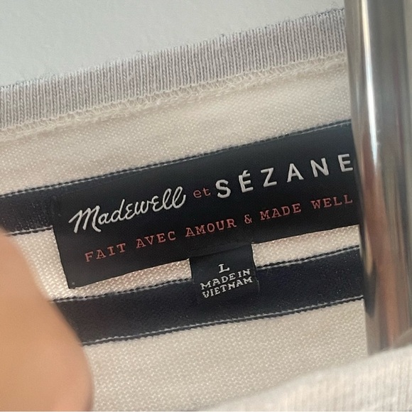 Madewell x Sezane | Moi Avec Toi Short Sleeve Striped Basic Tee Preppy - Picture 5 of 6